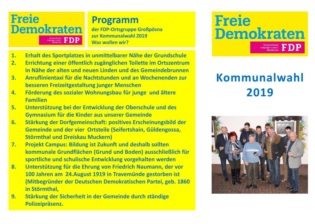 Wahlprogramm der Großpösnaer FDP