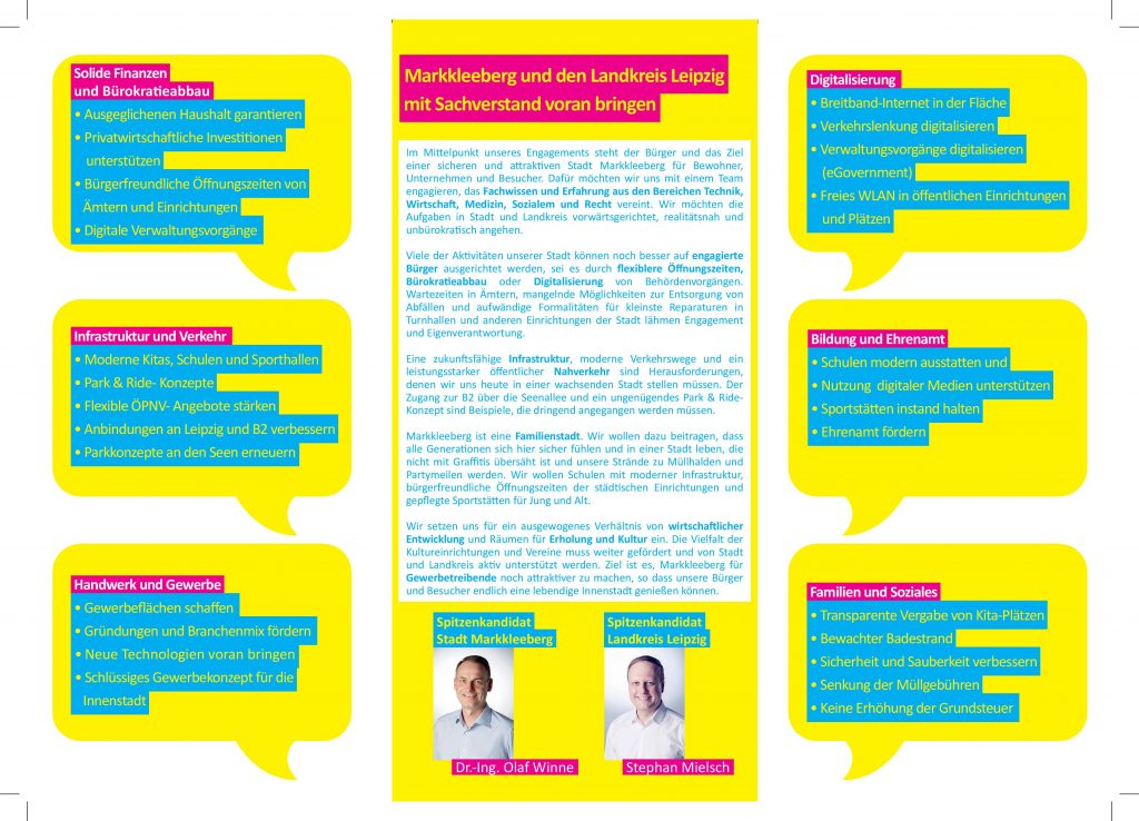 "Neue Chancen für Markkleeberg" - Das Wahlprogramm der Markkleeberger FDP 